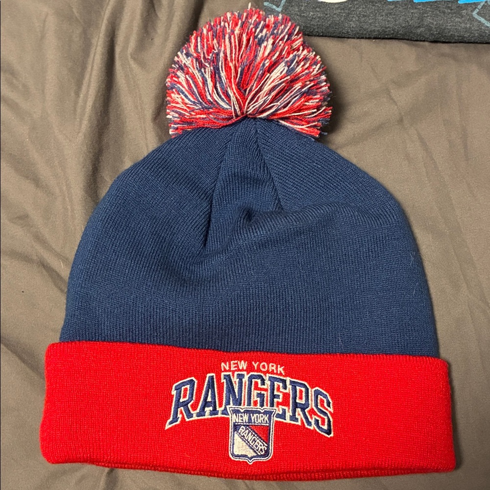 Men’s Pom Beanie - Blue and Red
